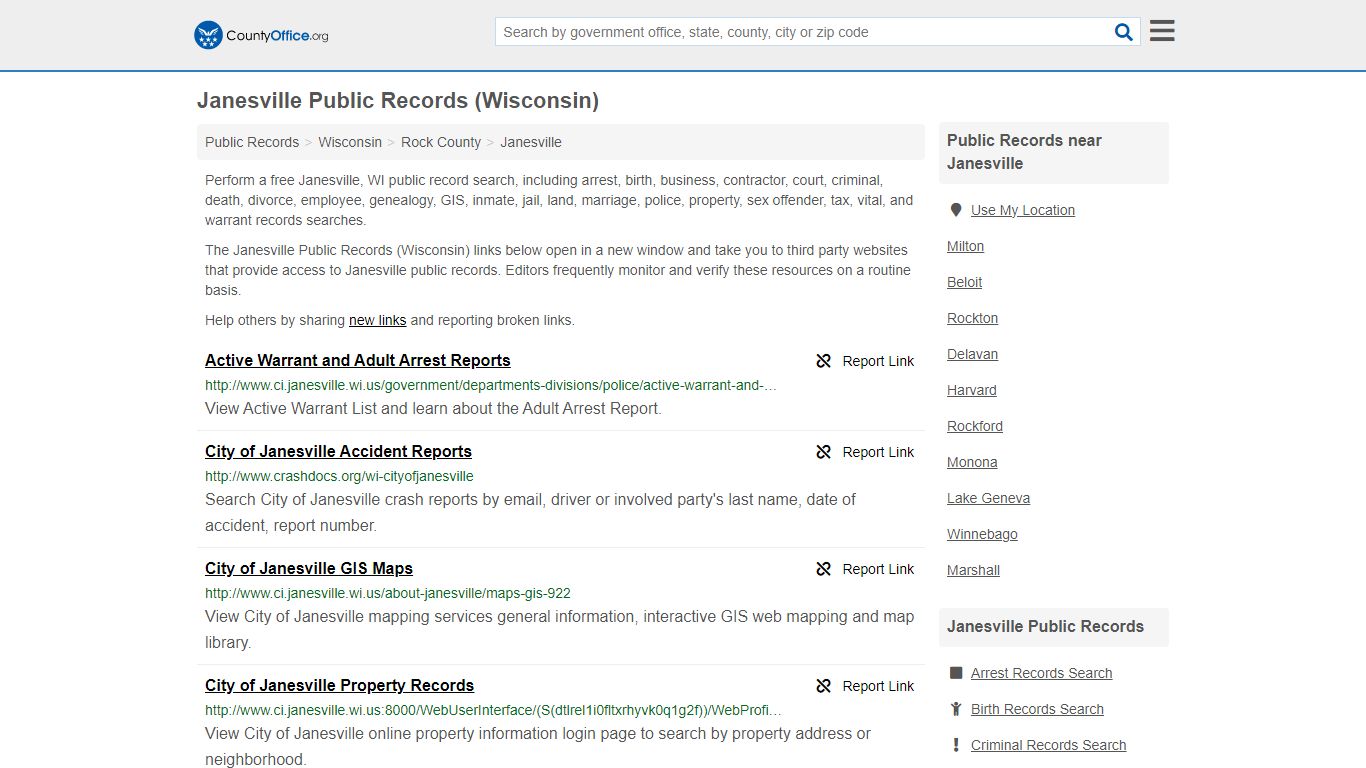 Public Records - Janesville, WI (Business, Criminal, GIS, Property ...