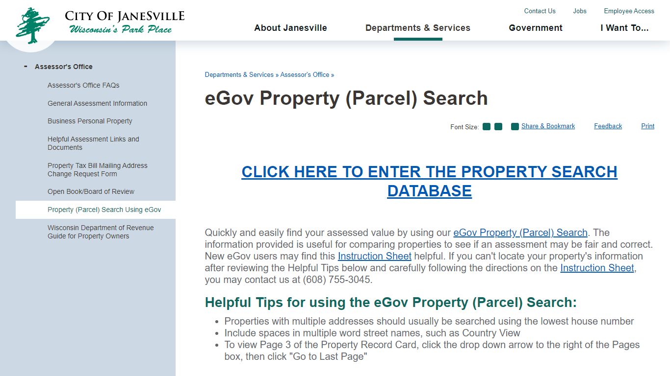 eGov Property (Parcel) Search | Janesville, WI