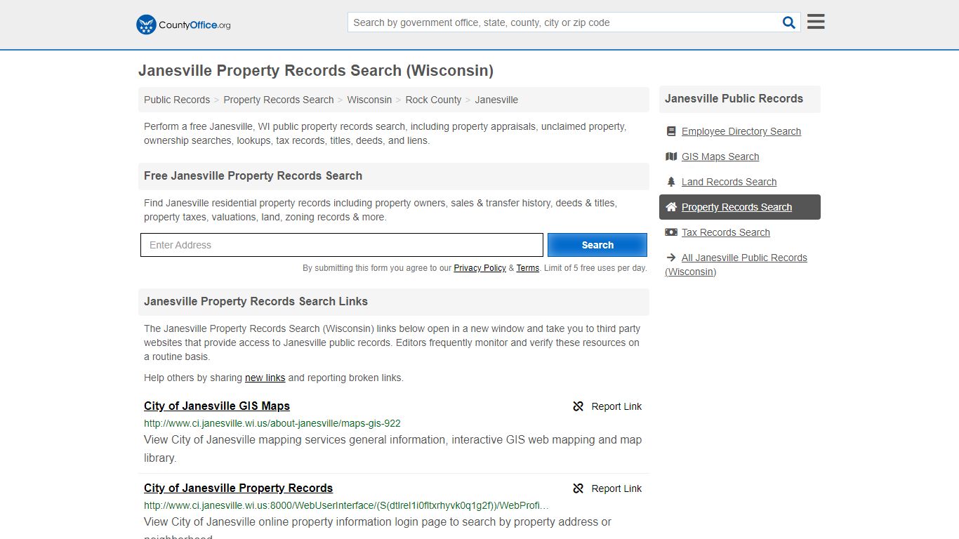Janesville Property Records Search (Wisconsin) - County Office